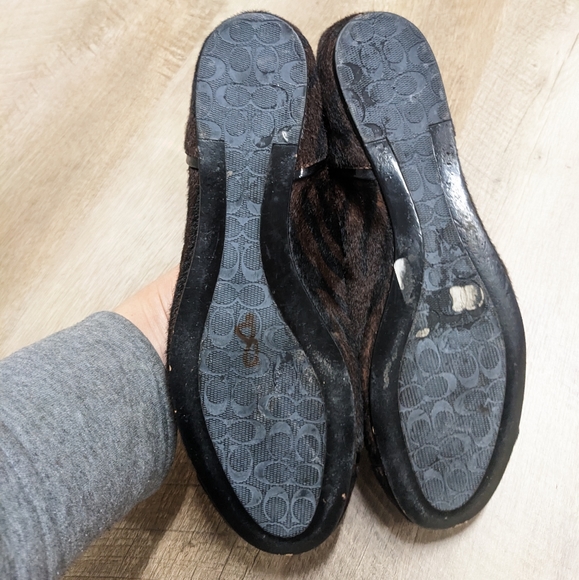 Coach Poppy Calf Fur Ballet Flats Brown and black Zebra Print - Picture 10 of 11